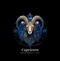 Capricorn horoscope sign. Astrology. Emblem, logo