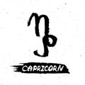 Astrological ink brush illustration. Capricorn horoscope sign, symbol, zodiac sign.
