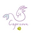 Capricorn illustration, handwriting, symbol. vector illustration Royalty Free Stock Photo