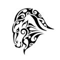 Capricorn. Tattoo maori tribal style. Horoscope. Astrological zodiac sign. Silhouette isolated. Goat logo Royalty Free Stock Photo