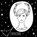 Capricorn. Woman with zodiac sign