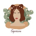 Capricorn zodiac as fashionable woman. Female astrological horoscope sign illustration Royalty Free Stock Photo