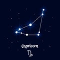 Capricorn Zodiac constellation, astrological sign of the horoscope.Blue and white bright design, illustration vector Royalty Free Stock Photo