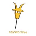 Capricorn zodiac sign accessory flat cartoon vector illustration