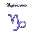 Capricorn zodiac sign. Astrological symbol  cartoon style on white isolated background Royalty Free Stock Photo