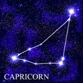 Capricorn Zodiac Sign with Beautiful Bright Stars on the Background of Cosmic Sky Vector Illustration Royalty Free Stock Photo