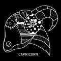 Capricorn Zodiac Sign Coloring Page. Coloring Book in Steampunk Style.