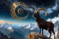 astrology as the Capricorn zodiac sign is embodied as a magical astrology goat. Royalty Free Stock Photo