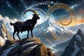 astrology as the Capricorn zodiac sign is embodied as a magical astrology goat. Royalty Free Stock Photo