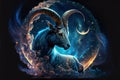 Capricorn Zodiac Sign, Horoscope Symbol, Magic Astrology Goat, Generative AI Illustration