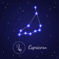 Capricorn Zodiac Sign Stars on the Cosmic Sky. Vector Royalty Free Stock Photo