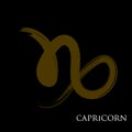 Capricorn zodiac symbol isolated on white background. Brush stroke Capricorn zodiac sign Royalty Free Stock Photo