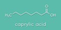 Caprylic (octanoic) acid. Medium-chain fatty acid, used as antimicrobial agent, food supplement and chemical intermediate. Royalty Free Stock Photo