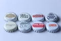 Caps of beer and beverage Royalty Free Stock Photo