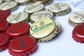 Caps of beer and beverage Royalty Free Stock Photo