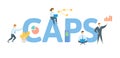 CAPS, Convertible Adjustable Preferred Stock. Concept with keyword, people and icons. Flat vector illustration. Isolated