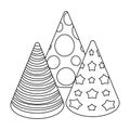 Caps in the form of cones for party.Party and parties single icon in outline style vector symbol stock illustration.