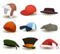 Caps, Top Hats And Other Headwear Set Royalty Free Stock Photo