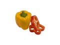 Capsicum, Red Yellow Nice Fresh With Slice Capsicums Royalty Free Stock Photo