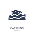 capsizing icon. Trendy flat vector capsizing icon on white background from Nautical collection Royalty Free Stock Photo