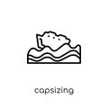 capsizing icon. Trendy modern flat linear vector capsizing icon Royalty Free Stock Photo