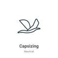 Capsizing outline vector icon. Thin line black capsizing icon, flat vector simple element illustration from editable nautical