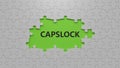 CapsLock.3D illustration of puzzle pieces with missing pieces.close up of puzzle pieces with missing pieces, Royalty Free Stock Photo