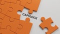 CapsLock.3D illustration of puzzle pieces with missing pieces with missing pieces,3D rendering. Royalty Free Stock Photo