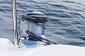 Capstan on the deck of sailing yacht Royalty Free Stock Photo