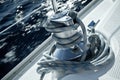 Capstan on the deck of sailing yacht