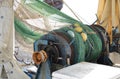 Capstan winch on a trawler fishing boat