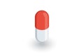 Capsul red pill isometric flat icon. 3d vector