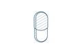 capsul red pill isometric icon. 3d line art technical drawing. Editable stroke vector