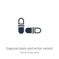 Capsule black and white variant icon vector. Trendy flat capsule black and white variant icon from human body parts collection