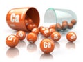 Capsule with calcium CA element Dietary supplements. Vitamin pill. Royalty Free Stock Photo