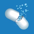Capsule with content of antibiotic or probiotic powder