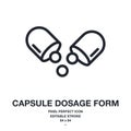 Capsule dosage form editable stroke outline icon isolated on white background vector illustration. Pixel perfect. 64 x 64