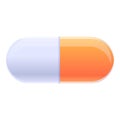 Capsule dosage icon, cartoon style