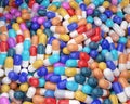 Capsule drug color 3d render illustrations Royalty Free Stock Photo