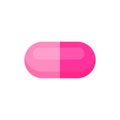 Capsule drug pink isolated on white, icon pink capsule single, clip art capsules, medicines, tablets, capsules, drug of Royalty Free Stock Photo