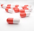 Capsule drug red and white color on white background 3d render illustrations Royalty Free Stock Photo