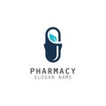 Capsule Drug vector logo creative for Pharmacy Graphic design Royalty Free Stock Photo