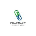 Capsule Drug vector logo creative for Pharmacy Graphic design Royalty Free Stock Photo