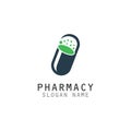 Capsule Drug vector logo creative for Pharmacy Graphic design Royalty Free Stock Photo