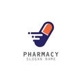 Capsule Drug vector logo creative for Pharmacy Graphic design Royalty Free Stock Photo