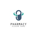 Capsule Drug vector logo creative for Pharmacy Graphic design Royalty Free Stock Photo