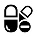 Capsule, drugs, medicine, pill icon. Black vector graphics