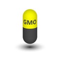 Capsule with the icon from GMOs. Royalty Free Stock Photo