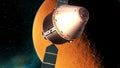 Capsule Of Interplanetary Space Station Orbiting Planet Mars