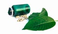 capsule on kratom leaf Royalty Free Stock Photo